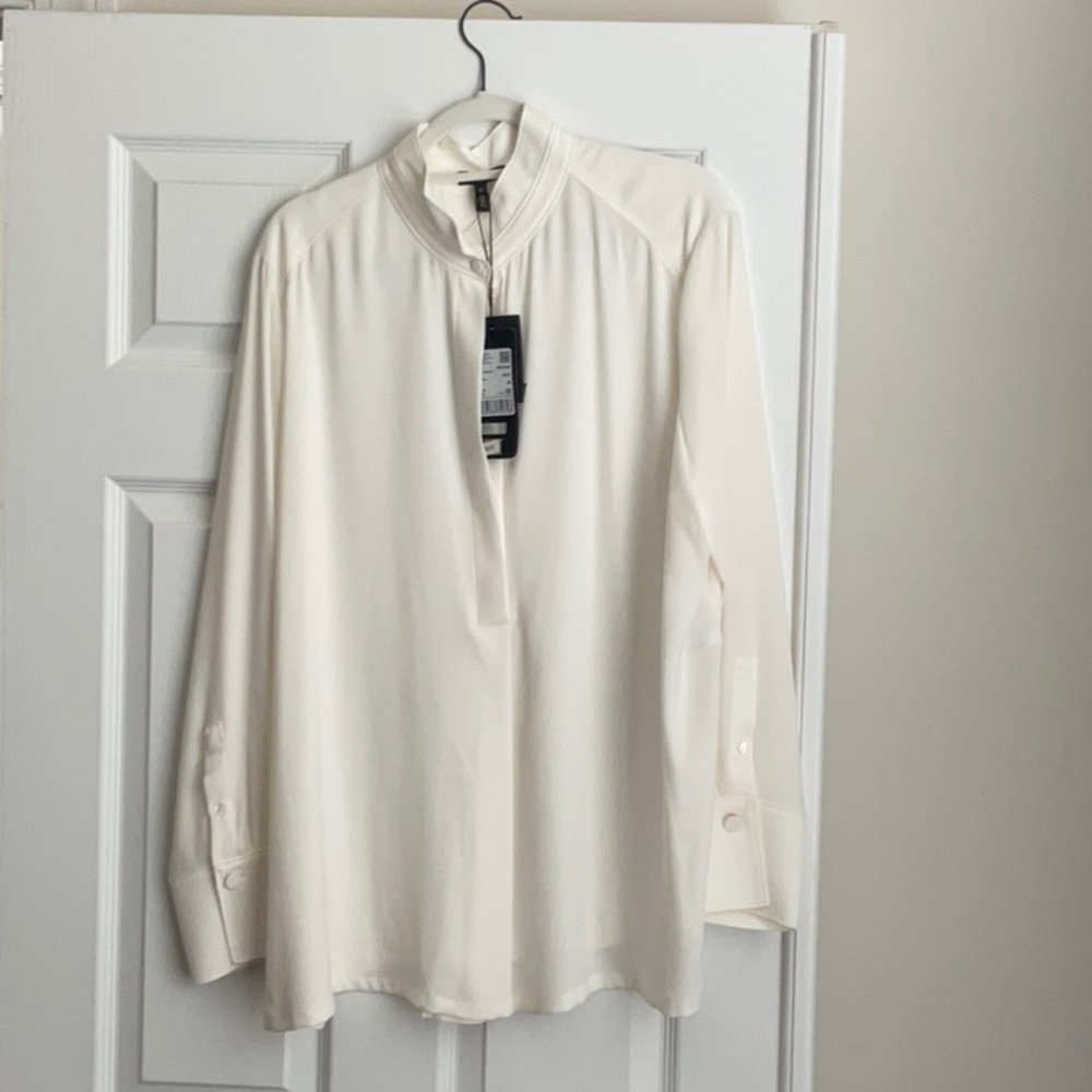 Escada Mandarin Collar Blouse Off-White